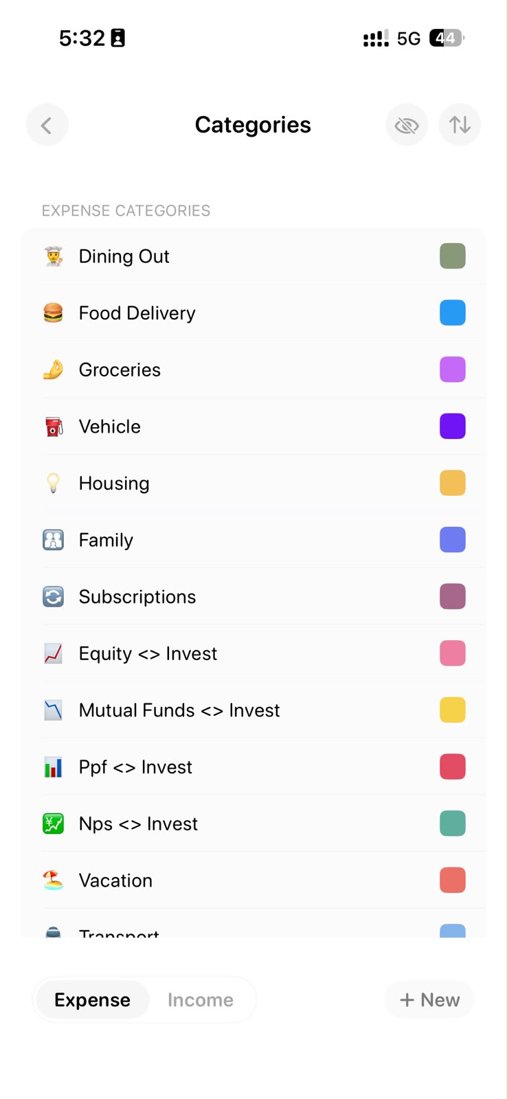 Dime living spend categories